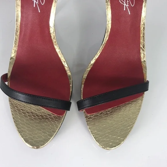 NWOB Shoes of Prey Stiletto Platform Heel Open Toe Ankle Strap Leather Black 10 - Picture 3 of 14